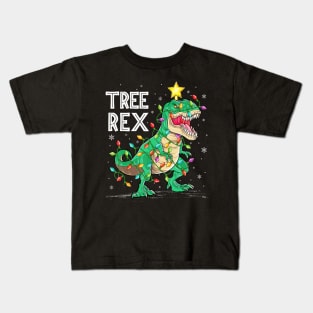 Tree rex Dinosaur Xmas Lighting Santa Dinosaur Christmas Kids T-Shirt